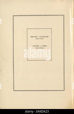 L’édition 1931 de l’Annuaire de la salle, intitulé Athanasien, documente les étudiants, les enseignants, les clubs, et des épreuves athlétiques de l'année scolaire 1930-1931 à de la salle. Banque D'Images