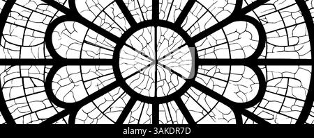 Motif rose en vitrail gravé avec motifs géométriques complexes. Illustration de Vecteur