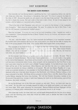 L’annuaire Echowan 1937 de l’école secondaire formée Louis Park offre un aperçu de l’année scolaire 1936-1937, y compris les principales réalisations des élèves, les faits saillants sportifs et la diversité des organisations étudiantes. Banque D'Images