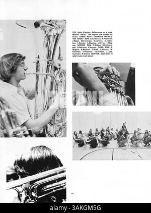 L'édition 1973 du Lindbergh High Yearbook, intitulée 'Contrails '73', présente les élèves, les enseignants, les clubs, l'athlétisme et d'autres événements importants de l'année scolaire 1972-1973 à Lindbergh High School. Banque D'Images