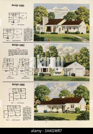 « Planning Your Individual Home » fournit des conceptions de maisons avec des conseils détaillés sur le choix des matériaux de construction, la sélection du site et les finitions intérieures, accompagnés de photos d'intérieurs modernes tels que les cuisines et les salles de bains. Banque D'Images