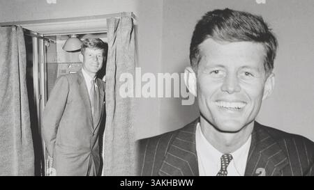 16 mai 2017 - É.-U. - photo de dossier - JFK à Boston. En commémoration du 100e anniversaire de JFK le 29 mai 2017, RR Auction a organisé un assortiment unique d'artefacts Kennedy, de matériel signé et de photographies pour célébrer la vie du bien-aimé 35e président américain. Les plus de 175 lots couvrent : les premières années de JFK, la transition vers sa carrière au Congrès et sénatoriale, et 'les 1 000 jours de Camelot', le mandat historique de Kennedy en tant que président. L'offre spéciale en ligne devrait débuter le 11 mai et se terminer le 18 mai 2017. Les photographies de R. Paloger montrent une période en J Banque D'Images
