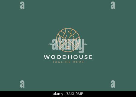 Wood House Tree logo Branch Natural concept Business Property Residential Village Illustration de Vecteur