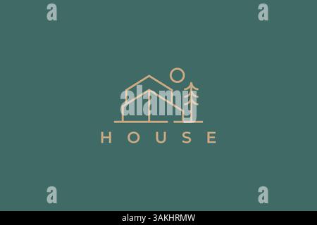 Façade Home logo immobilier bâtiment Maison extérieur Eco Tree architecture identité de marque Illustration de Vecteur