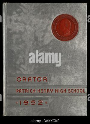 L'annuaire 1952 de l'Orateur de Patrick Henry High School recense la vie étudiante, l'athlétisme, les facultés, les clubs et les événements scolaires de l'année scolaire 1951-1952-1998. Banque D'Images