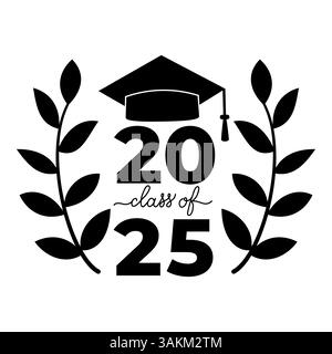Classe de 2025. Félicitations aux diplômés affiche de typographie. Modèle vectoriel pour carte de voeux, bannière, autocollant, étiquette, conception de chemise, etc Illustration de Vecteur