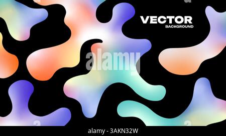 Fond vectoriel avec des formes fluides de couleur sur noir Illustration de Vecteur