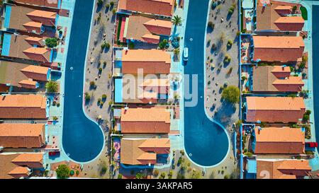 Aerial Top Down Suburban Desert Community dans le Nevada Top Down View Banque D'Images