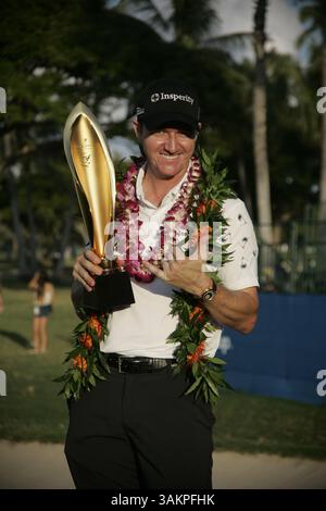 12 janvier 2014 - Honolulu, Hi, HI, États-Unis - 12 janvier 2014 : Jimmy Walker, nouveau champion de l'Open Sony 2014 au Waialae Country Club d'Honolulu, HI. (Crédit image : © Michael Sullivan/Cal Sport Media/ZUMAPRESS.com) Banque D'Images