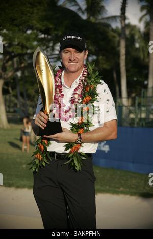12 janvier 2014 - Honolulu, Hi, HI, États-Unis - 12 janvier 2014 : Jimmy Walker, nouveau champion de l'Open Sony 2014 au Waialae Country Club d'Honolulu, HI. (Crédit image : © Michael Sullivan/Cal Sport Media/ZUMAPRESS.com) Banque D'Images