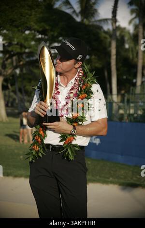 12 janvier 2014 - Honolulu, Hi, HI, États-Unis - 12 janvier 2014 : Jimmy Walker, nouveau champion de l'Open Sony 2014 au Waialae Country Club d'Honolulu, HI. (Crédit image : © Michael Sullivan/Cal Sport Media/ZUMAPRESS.com) Banque D'Images