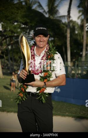 12 janvier 2014 - Honolulu, Hi, HI, États-Unis - 12 janvier 2014 : Jimmy Walker, nouveau champion de l'Open Sony 2014 au Waialae Country Club d'Honolulu, HI. (Crédit image : © Michael Sullivan/Cal Sport Media/ZUMAPRESS.com) Banque D'Images