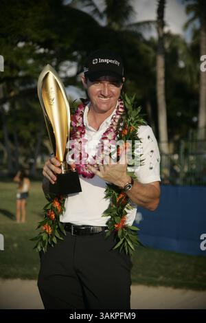 12 janvier 2014 - Honolulu, Hi, HI, États-Unis - 12 janvier 2014 : Jimmy Walker, nouveau champion de l'Open Sony 2014 au Waialae Country Club d'Honolulu, HI. (Crédit image : © Michael Sullivan/Cal Sport Media/ZUMAPRESS.com) Banque D'Images