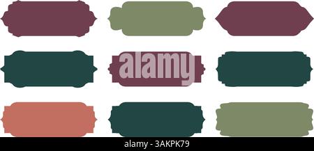 Ensemble d'étiquette et de cadre Vintage colorés avec des collections de forme de badges de fenêtres. Illustration de Vecteur