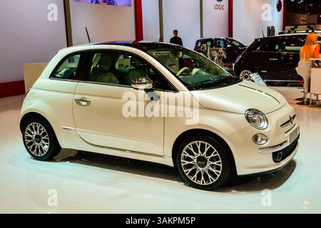14 janvier 2014 - Bruxelles, Belgique - Fiat 500 exposée lors du salon européen de l'automobile, Bruxelles, Belgique, le 14 janvier 2014. (Crédit image : © Ed Aldridge/ZUMAPRESS.com) Banque D'Images