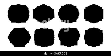 Ensemble de modèles de badge dans le style vintage. Silhouettes de patch noir. Badge de police, étiquettes. collections de formes. Illustration vectorielle. Illustration de Vecteur
