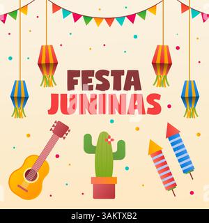illustration pour célébrer festa juninas dans un style dégradé Illustration de Vecteur