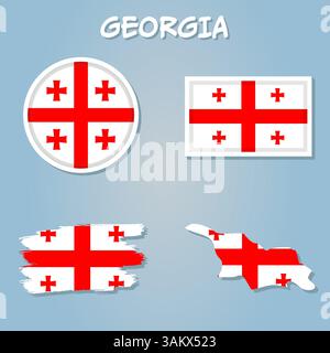 Carte de Tbilissi avec drapeau national, carte modifiable très détaillée de Tbilissi Illustration de Vecteur