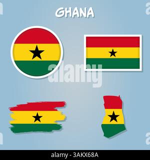 Illustration vectorielle ghana Indepencence Day avec ghana flag colo et cartes géographiques du ghana Illustration de Vecteur