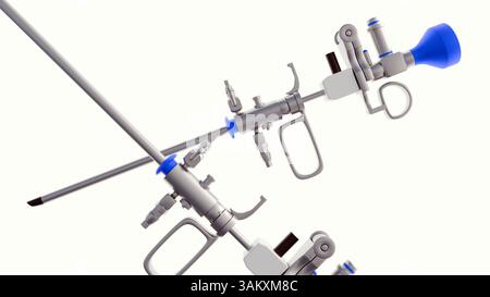 Un rendu 3D du resectoscope. Instrument médical utilisé principalement en chirurgie urologique, en particulier pour une intervention appelée Turp Banque D'Images