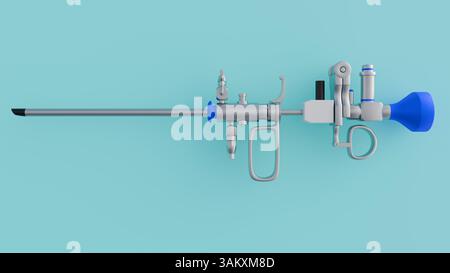 Un rendu 3D du resectoscope. Instrument médical utilisé principalement en chirurgie urologique, en particulier pour une intervention appelée Turp Banque D'Images
