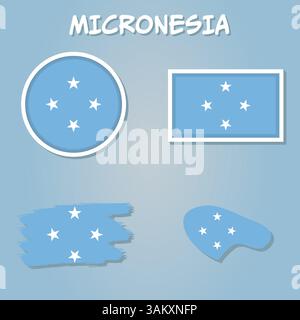 Carte des États fédérés de Micronésie en couleurs du drapeau des États fédérés de Micronésie Illustration de Vecteur