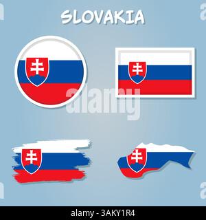 Carte de Slovaquie avec fond de drapeau de Slovaquie Illustration de Vecteur
