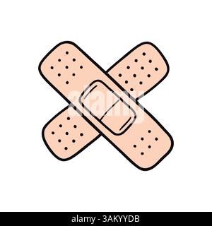 Illustration d'icône de bandages croisés, soins de santé et médical, icônes et graphiques, articles sanitaires et médicaux, il transmet des thèmes de guérison, de sécurité Illustration de Vecteur
