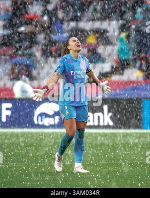 Barcelone, Espagne. 23 mars 2025. Misa Rodriguez célèbre la victoire à la ligue espagnole féminine, Liga F, match de football entre le FC Barcelone et Banque D'Images