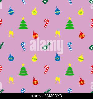 Motif Seamles avec icônes de célébration du nouvel an et symboles de noël Illustration de Vecteur