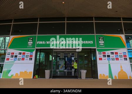 LONDRES, GRANDE-BRETAGNE - AVRIL 26 : vue générale au cours de la deuxième journée de la FINA/NVC Diving World Series 2014 au London Aquatics Centre le 26 avril 2014 à Londres, Grande-Bretagne. (Photo de Mitchell Gunn/ESPA)(image de crédit : © ESPA photo Agency/Cal Sport Media/ZUMAPRESS.com) Banque D'Images