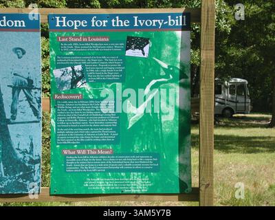 21 mai 2005 - États-Unis - KRT US NEWS STORY SLUGGED : SCI-PIC-FERMIER KRT PHOTOGRAPHIE PAR SETH BORENSTEIN/KRT (mai 25) Une caravane campait près de panneaux de signalisation pour le pic-bois à bec d’ivoire au lac Hickson dans la zone de gestion de la faune de ArkansasÃÆ’Ã¢â‚¬¢. (lde) 2005 (crédit image : © Seth Borenstein/mct/ZUMAPRESS.com) Banque D'Images