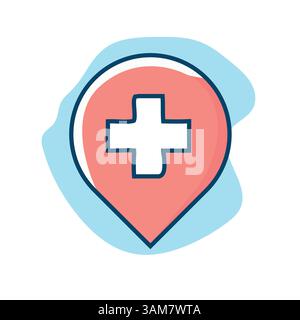 Health Location PIN Flat Icon Medical Icon concept élément vectoriel Illustration de Vecteur