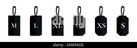 Icônes de taille de vêtement. Conception d'autocollants. Étiquettes de taille des vêtements. Illustration vectorielle. Illustration de Vecteur