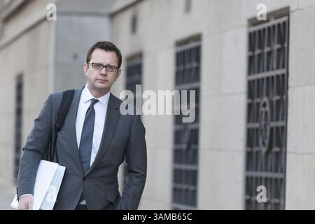 12 mars 2014 - Londres, Londres, Royaume-Uni - le procès de piratage téléphonique des anciens dirigeants de News of the World se poursuit au Old Bailey, à Londres. Sur la photo : ANDY COULSON. (Crédit image : © Lee Thomas/ZUMA Wire/ZUMAPRESS.com) Banque D'Images