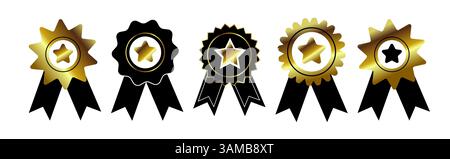 Ensemble de médailles avec étoiles. dessiné à la main. Pas ai, illustration vectorielle Illustration de Vecteur