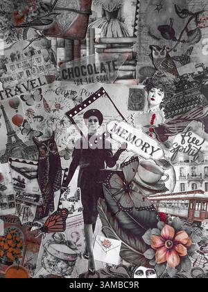 Un art de collage conceptuel vintage fait soi-même Banque D'Images