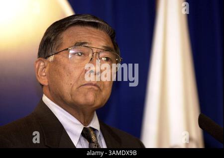11 novembre 1999 - Etats-Unis - KRT US NEWS STOLLGED : ATTACKS-AVIATION KRT PHOTO PAR JIM BARCUS/KANSAS CITY STAR (16 septembre) WASHINGTON, DC -- le secrétaire aux Transports Norman Mineta annonce la nomination de deux groupes de travail pour examiner la sécurité aérienne dimanche 16 septembre 2001. (KC) NC KD BL 2001 (Horiz) (gsb) (image crédit : © Kansas City Star/mct/ZUMAPRESS.com) Banque D'Images