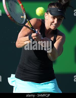 23 mars 2014 - Miami, Floride, États-Unis - L'australien Casey Dellacqua remet le ballon à l'américaine venus Williams lors du tournoi de tennis Sony Open à Key Biscayne Fla., le dimanche 23 mars 2014. (Crédit image : © David Santiago/MCT/ZUMAPRESS.com) Banque D'Images