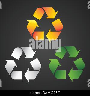 Recyclez les icônes colorées, les symboles, les signes modernes, les pictogrammes linéaires, l'art vectoriel Illustration de Vecteur