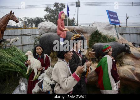 NEW DELHI, INDE â€“ 22 JANVIER : les participants se préparent pour les célébrations de la Journée de la République à New Delhi. (Crédit image : © India Today/ZUMAPRESS.com) Banque D'Images