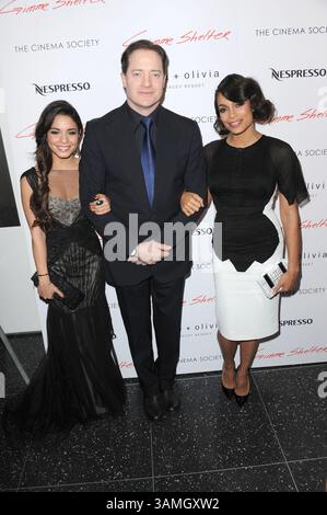 22 janvier 2014 - New York, NY, États-Unis - Vanessa Hudgens, Brendan Fraser et Rosario Dawson assistent à des films Roadside attractions & Day 28 avec la projection de ''Gimme Shelter'' par la Cinema Society au Museum of Modern Art le 22 janvier 2014 à New York (crédit image : © Kristin Callahan - Ace Pictures/Ace Pictures/ZUMAPRESS.com) Banque D'Images