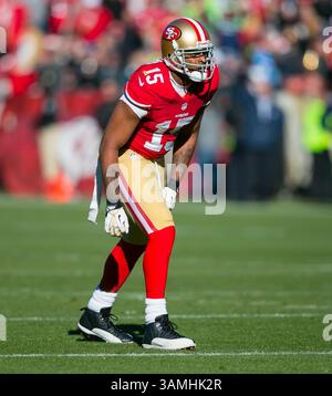 8 décembre 2013 : Michael Crabtree (15 ans), récepteur des 49ers de San Francisco, en action lors du match de football NFL entre les Seahawks de Seattle et les 49ers de San Francisco au Candlestick Park de San Francisco, CA. Les 49ers ont battu les Seahawks 19-17. Damon Tarver/Cal Sport Media(crédit image : © Damon Tarver/Cal Sport Media/ZUMAPRESS.com) Banque D'Images