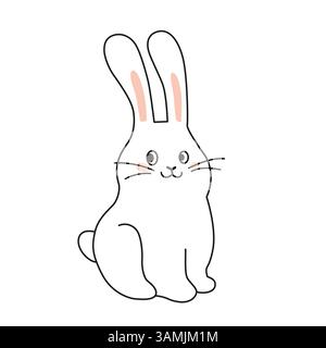 Joyeuse illustration de Pâques de lapin blanc mignon Illustration de Vecteur