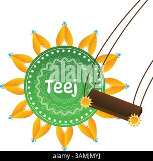 Teej Festival illustration célébration hindoue traditionnelle des femmes. Illustration de Vecteur