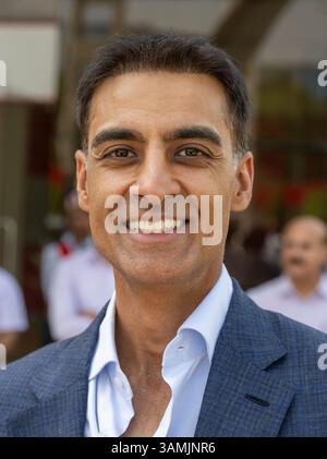 Neu Delhi, Inde. 14 avril 2025. Laksh Mamaan Smegal du groupe Motherson. La société est active dans les secteurs de l'approvisionnement automobile et de la technologie médicale. Crédit : Peter Kneffel/dpa/Alamy Live News Banque D'Images