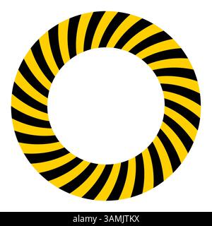 Ruban circulaire d'avertissement de danger, bandes jaunes et noires Illustration de Vecteur