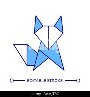 Icône de couleur de ligne de renard origami Illustration de Vecteur