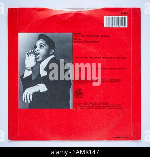 Couverture arrière de la version single de sept pouces de la réédition de 1987 de I Get the Sweetest Feeling de Jackie Wilson, qui est sortie en 1984 Banque D'Images