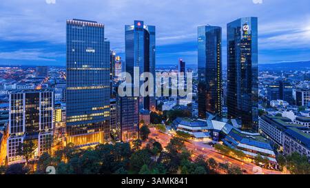 Vue Arial des tours de banque à Francfort, Allemagne Banque D'Images